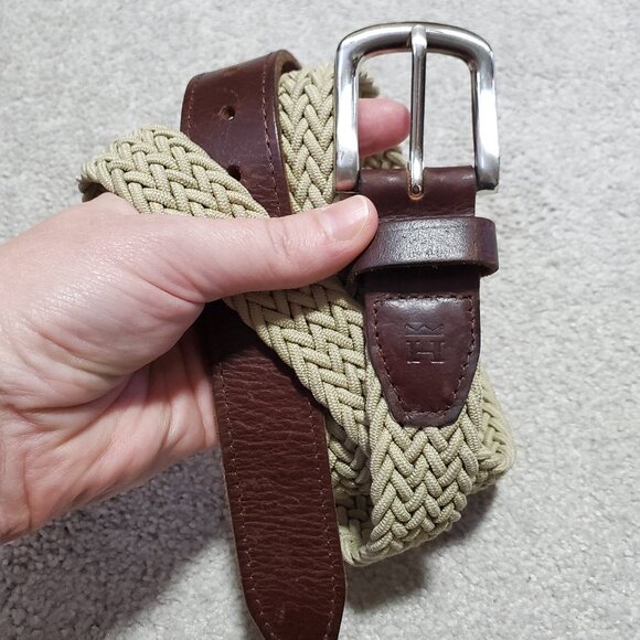 UNBRANDED Genuine Leather Stretch Woven Cord Belt Braided Tan Brown Unisex 42 - Picture 1 of 8